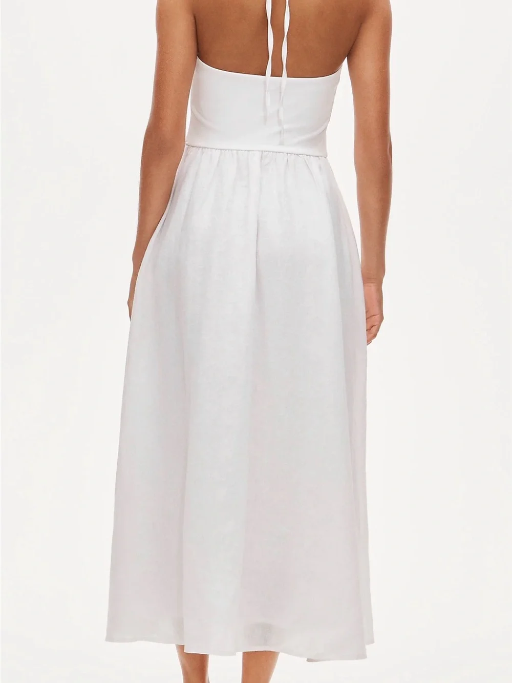 J crew White Halter Linen blend Maxi Dress - Elegant Summer Style SZ M NWT